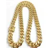 fine 18K Gold Plated chain jewelry Stainless Steel High Polished Miami Cuban Link Necklace Men Punk 15mm Curb Double Safety Clasp 8848319