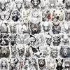 50 PCS Black White Animal Resthetics Stickers for Skatboard Guitar Car Car Helled Ipad Bicycle Process Potorcycle PS4 Notebook PVC DIY