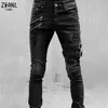 Plus taille jeans droits pantalons homme printemps d'été jeans jeans streetwear skinny zips 3 couleurs pantalon de denim long cacual 231226 231227