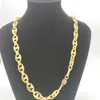 24 K Amarelo REAL OURO GF Puffed Mariner Link Chain Colar 10mm 23 6 Fecho Lagosta STAMP2728