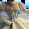 Yalin Little White Gown High Neck Short Puffy Homecoming Dresses Illusion Lång ärm Aso Ebi Arabiska formella Vestidos de Fiesta 231227