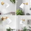 Vägglampa trä med plugg och 1,2 meter linjekabelknapp Switch Creative Bedside Light US/EU 10cm träbas