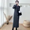 Casual Dresses Long Knit Dress Women's Thickened Half Turtleneck Side Slit 2023 Autumn Winter Korean Style Fashion