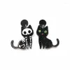 Stud lindo animal brillo gato negro y esqueleto pendientes acrílicos asimétricos para mujeres encantador gatito joyería de moda Stud Kirs223501