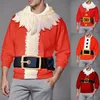 Men's Hoodies Male Autumn Winter Christmas Sweatshirt Santa Big Belt Long Beard Printed Hoodie Drawstring Sleeve Hooded