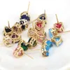 10Pairs Dainty Female Rainbow Crystal Stone Earring Charm Gold Color Small Stud Earring Cute Heart Zircon Wedding Earrings 231227