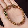 Charm armband gröna sandelträpärlor mala armband för män kvinnor handgjorda bambu buddha trä bön yoga meditation skydd