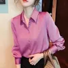 Brand Quality Luxury Femmes Shirt Elegant Office Bouton Shirts à manches longues Momi Silk Crepe Satin Blouses Business Ladies Top 231227