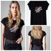 24SS Zadig Voltaire T-shirt feminina ZV Letra de guitarra estampando a cor de manga curta feminina