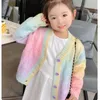 Bambini Neonate Arcobaleno Maglione lavorato a maglia Primavera Autunno Moda Tie-Dye Colorato Cardigan a maniche lunghe Capispalla Abbigliamento per bambini 231226