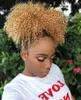 Virgem Human Blonde Afro Puff Phugestring Ponytail Extension Para mulheres negras, rabo de cavalo de puff de afro curto para cabelos naturais, clipe sobre pão de cavalo de rabo de cavalo de cordão curto