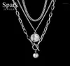 Spark Punk Stainless Steel Round Bead Elizabeth Pendant Necklace Multilayer Detachable Chain Necklaces For Women Men Party Gift16604959