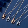 designer pendant necklaces Kajia S925 sterling silver plated 18K gold necklace simple double ring pendant collar chain