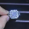 حلقات الكتلة Hoyon Imitation Moissanite Zircon 18K الذهب الأبيض لون المرأة الخاتم الخاتم الزفاف Anillos de Mujer المجوهرات هدية