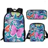 School Bags Artistic Watercolor Butterfly Pattern Fashion Backpack Casual Girls Bag Set Kids Teens Book Children Travel Knapsack