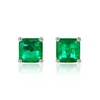 Stud 925 Sterling Argent Luxe Femelle Vert Carré Vintage Émeraude Boucles D'oreilles Pour Les Femmes Fine Bijoux Cadeau En Gros