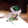 Cluster Rings 2023 Trend Lab Emerald Gemstone 925 Silver Wedding For Women Upscale Engagement Banquet Eternity Band Ring Fine Jewelry