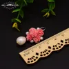 Pendientes GLSEEVO hechos a mano Coral rojo flor rosa cuelga los pendientes para las mujeres compromiso perla Natural romántica joyería de buenos de lujo GE0608