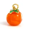 Pendant Necklaces 1 Piece Simulation Glass Charms With A Ring Persimmon Orange Pendants Gold Color For DIY Jewelry Necklace Earring Making