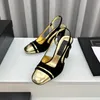 LS Sandallar Kadın Sandalet İlkbahar Yaz Kanalı Tasarımcı Sandalet Yüksek topuklu Elbise Ayakkabı Patent Deri Deri Deri Siyah Gri Pembe Bej Topuk 549 80