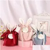 Party Favor Easter Cute Bunny Gift Packing Bags Veet Valentines Day Rabbit Chocolate Candy Wedding Birthday Jewelry Organizer Drop