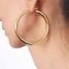 Punk 55mm diamètre large boucles d'oreilles pour femmes en acier inoxydable Tube déclaration boucles d'oreilles bijoux entiers 2018 UKMOC276Q