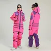 Waterproof Hooded Female Ski Jumpsuit Sport Woman Snowboard Suit Winter Women Snowsuit Mountain Overall Clothes 231227