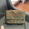 Dames Luxe draagtas met grote capaciteit Tweed Klassieke schoudertas met flap Crossbody Designer Portemonnee Diamantrooster Gewatteerde handtas Portemonnee Trend Koffer 26CM