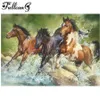 Crafts FULLCANG 5D diamond mosaic three wild horses diamond painting animal Diy full diamond embroidery cross stitch kit decor FC1819