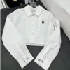 Women Shirt Designer Shirts Womens Fashion Solid Color Small Letters Embroidery Graphic Long Sleeve Cardigan Coat Casual Simple Lapel Short Button Down Jacket