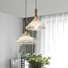 Hängslampor glasbelysningar för matsal kök ö ljuskrona modern koppar/trä konst upphängning hängande lampa e27 fixtur lyster