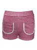 Women's Shorts Women Pajama Comfy Lounge Bottom Plaid Print Low Waist Front Pocket Stretchy Beach Boy