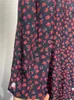 Casual Dresses Floral Print Slit Midi Dress Women Vintage French Button Up V-ringen långärmad höst 2023 Elegant Chic Vestidos