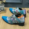 Scarpe eleganti da uomo a punta moda blu tacchi alti da uomo in pelle di lusso italiana da festa formale per taglia 46