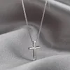 Pendant Necklaces Fashion Cross Antique Silver Color Necklace Girls Simple Classic Short Long Chain Copper Clavicle Jewelry For Woman