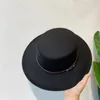 Fashion Fedora White Black Wide Brim Fedora Hat Ladies Imitation Wool Felt Hats with Leather Belt Decor Panama Jazz Cap 231226