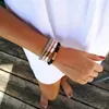 Bracciale etnico fatto a mano in argilla polimerica da 6 mm per donna Uomo regolabile con perline bohémien braccialetto con ciondoli coppia accessorio da spiaggia327S