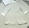 Brand baby dresses designer girl skirt Size 110-160 Shiny gold edge design child dress Long sleeved toddler frock Dec20