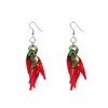 Boucles d'oreilles pendantes Boutique en verre, pendentif poivrons plante rouge pour femmes, bijoux Punk de luxe pour 2023