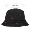 Wide Brim Hats Women Fisherman Hat Tulip Embroidery Flat Top Vintage Basin Cap Foldable Decorative Sunshade Windproof Lady