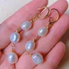 Boucles d'oreilles pendantes en forme de perle blanche baroque naturelle, en or 18 carats, cadeau de Thanksgiving, de pâques, pour femmes, carnaval, belle culture