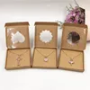 50Set Kraft Paper Handgjorda smycken Set Packing Displays Boxar Brown Necklace and Earring Present Boxes 6x6x1cm 6x6x1.5cm 231227