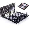 Magnetic Chess Backgammon Checkers Set Road Foldable Board Game 3-in-1 International Chess Folding Chess Portable Board Game 231227