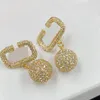 Boucles d'oreilles en strass de luxe Studs Colliers de chaîne dorés ensembles avec boîte cadeau