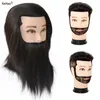 Heads Mannequin Heads Male Mannequin Head med 100% Remy Human Hair Black For Practice Frisör Kosmetologi Training Doll Head för HA