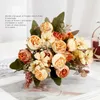 Fiori decorativi 30 cm bouquet di rose artificiali per la decorazione domestica soggiorno tavolo da pranzo ornamenti floreali di fiori di seta