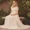 Lace Maternity Dresses Photography Props Sexy Maxi Gown For Pregnant Short Sleeve Women Long Pregnancy Dress Photo Shoots 2024 Summer Clothes Plus Size 4XL