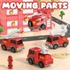 Diecast Truck Fire Engine Engine Toys Inżynieria Pojazdy Kopające Buldozer Model ustawił dzieci chłopców na prezenty 231227