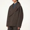 Marka mody le kurtka maire kurtka kieszonkowa kieszonkowa flip kołnierz casual kurtka ciemnobrązowa luźna kurtka komunikatorska