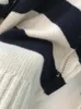 Suéter feminino de malha com listras de caxemira, botões de ombro, gola alta, fenda lateral, solto, casual, manga comprida, 2023